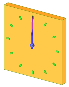 Vereinige die Zeiten einzeln mit dem Quader. Erzeuge einen Zylinder ( r = 3; h = 1 ), erzeuge einen zweiten Zylinder ( r = 1; h = 3 ) und vereinige die beiden Zylinder.
