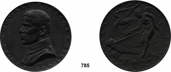 .. Vorzüglich 100,- 785 Medaille 1916 (Karl Goetz) auf den verstorbenen Oswald Boelcke und den Kampf in den Lüften. Brustbild links.