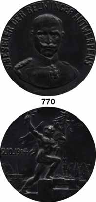 M E D A I L L E N 59 Eisenkunstguß 770 Medaille 1914(Rudolf Küchler bei Ball, Berlin) auf General Hans Hartwig von Beseler als dem Bezwinger Antwerpens. Brustbild von vorn.