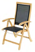 Artikelübersicht Sessel und Stühle 1011690 4250122971931 Textilene Klappsessel FAIRCHILD, Teak natur, FSC 100 % / Twitchell-Textilene, schwarz, Rückenlehne 5-fach verstellbar, B/T/H 60x72x108cm