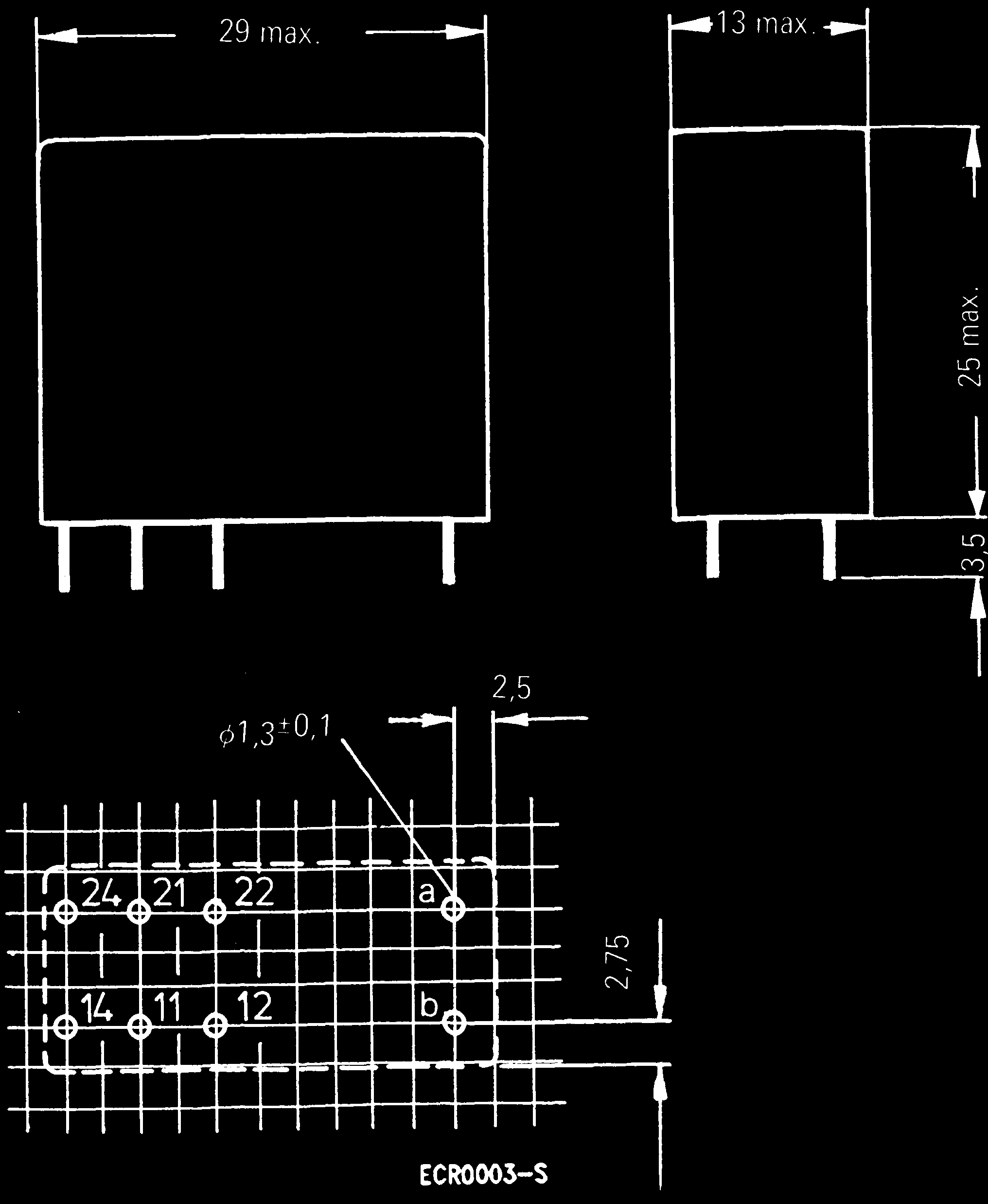 V23037-A0 Standard V23037-B0 nur für Bestückung 2 Schließer: V23037-B0 mit Luft- und Kriechstrecken 8 mm,