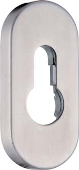 ROSETTEN in Edelstahl oder Aluminium Schlüsselrosette oval Für Profilzylinder; zum Aufklipsen; Randhöhe 9 mm.