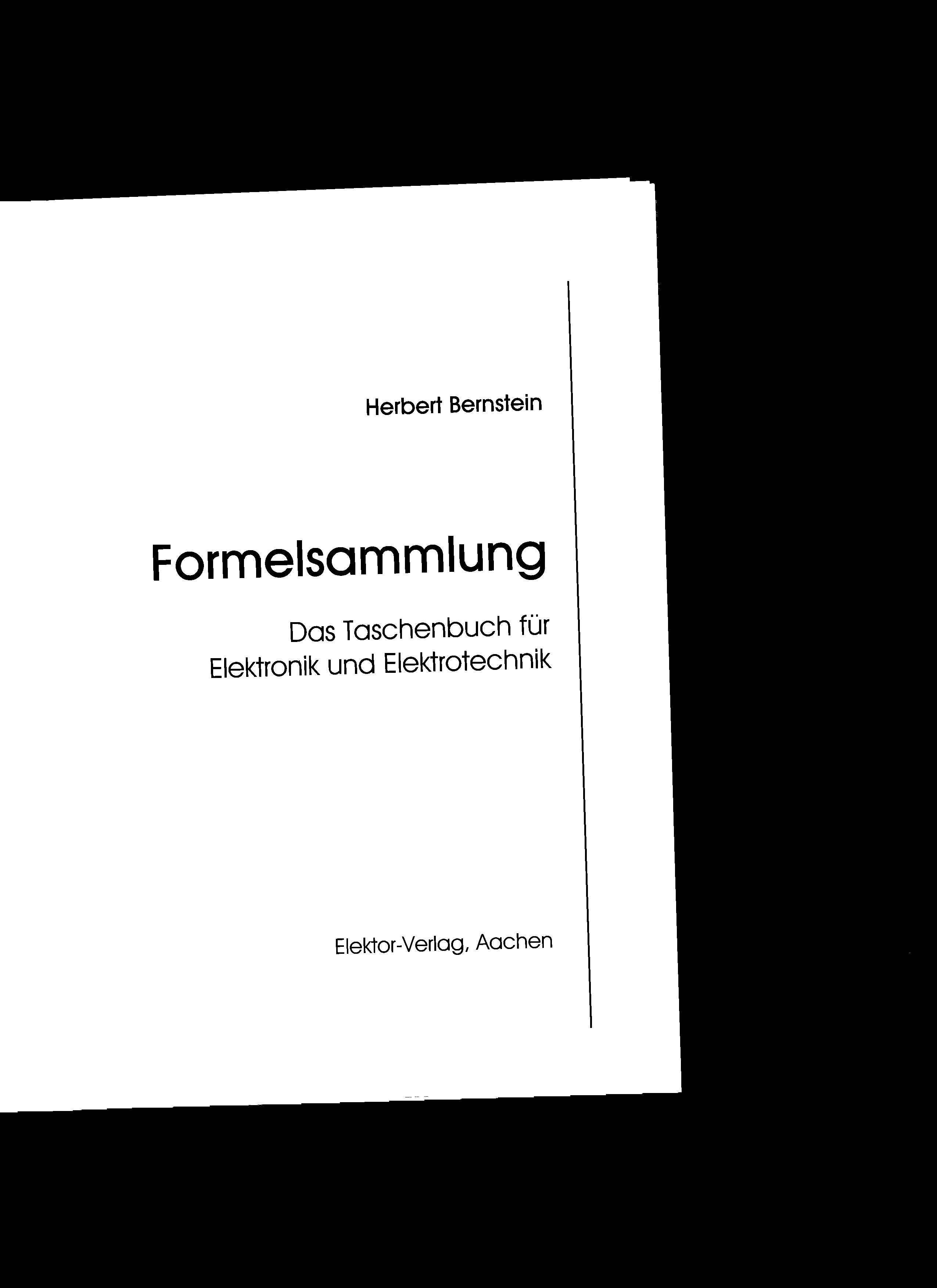 Herbert Bernstein Formelsammlung Das Taschenbuch für