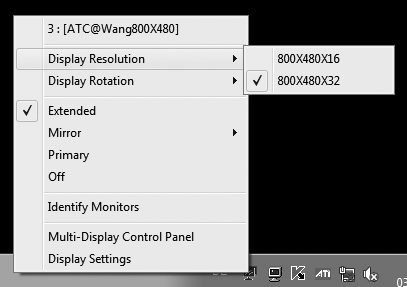 CONFIGURATION CONFIGURATION Une fois que l écran a été installé et connecté, l icône de configuration apparaît dans la barre des tâches.