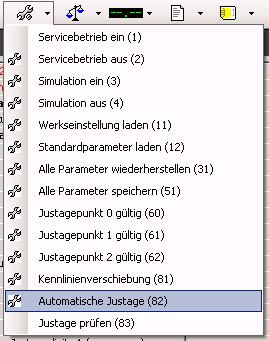 Der Befehl Automatische Justage ist auszuführen.