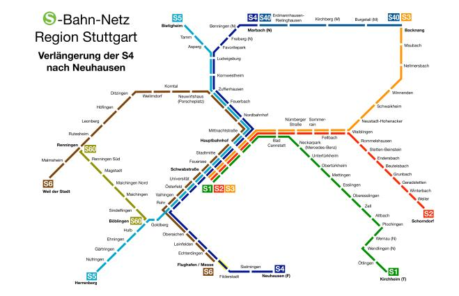 Linientausch S-Bahn Stuttgart S1, S2 und S3 enden an der Schwabstraße: Begründet mit neuer Station Mittnachtstraße
