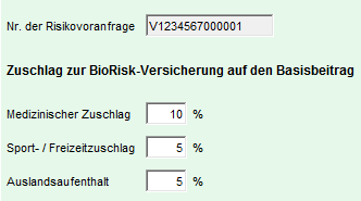 Eingabe-Maske bei BioRisk