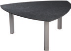 Tische aus Granit Martano Tisch Edelstahl Granit Tischplatte satiniert feststehend oval oder rechteckig mit oder ohne