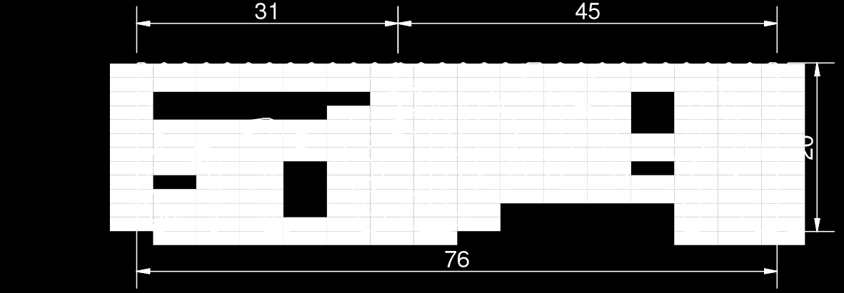 Wärmebrücke, 124x20x4500mm, EV1 eloxiert, PVC grau, geriffelt