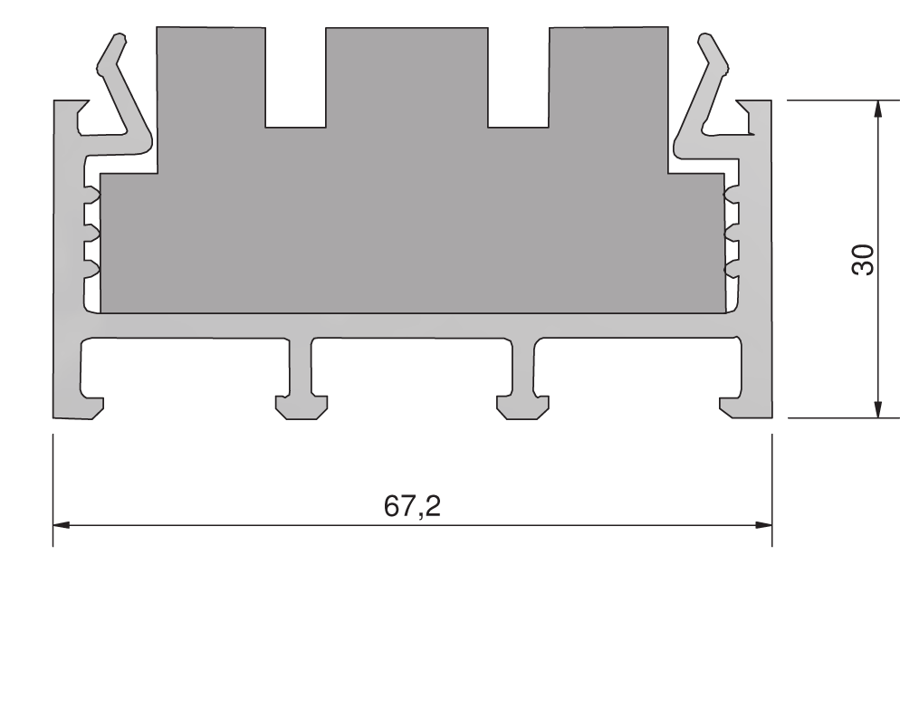 Farbe Maße VE / Meter TSAP1067g lichtgrau RAL7035 68x10,5mm 45 Türschwellen-Unterbauprofile (TSUK68.