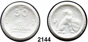 , Selb, 50 Pfennig 1921 weiß, glasiert. Menzel 23332.?..Vorzüglich prägefrisch 180,- 2144 547.I.n - 50 Pfennig 1921 weiß, nicht glasiert. Rückseite ohne BAYERN Menzel 23332.