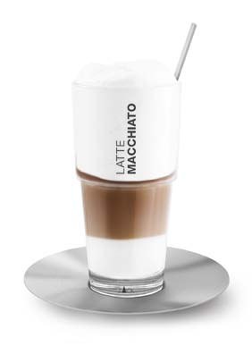 latte macchiato glass with spoon