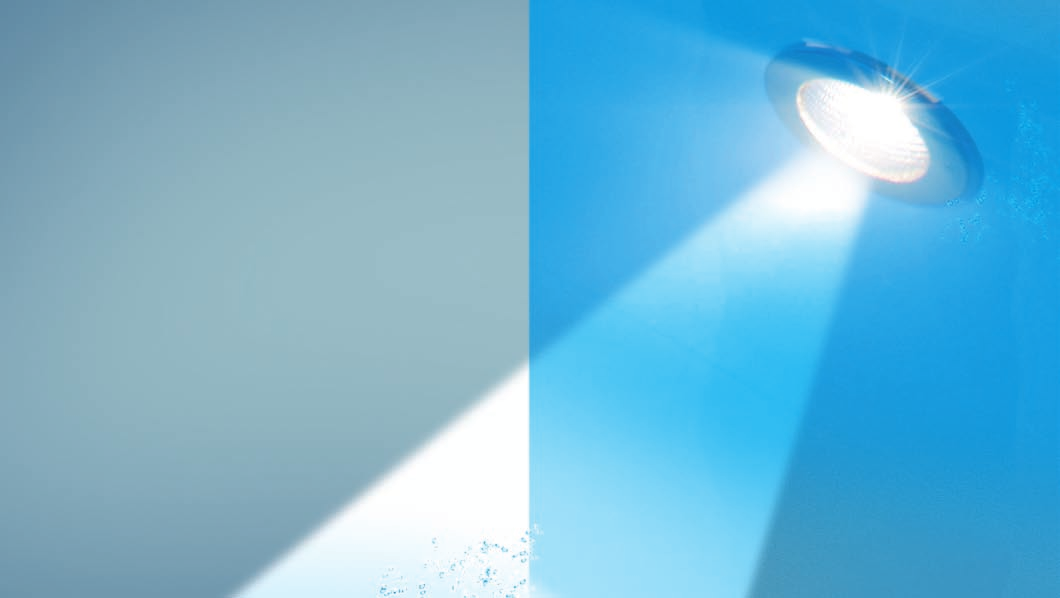 Unterwasserscheinwerfer Nicht nur aus optischen Gründen, sondern auch aus Sicherheitsgründen sollte auf eine Beleuchtung im Schwimmbecken nicht verzichtet werden.