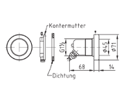 mm², Kontermutter G1½ und Blende NiSn ø 85 mm Mini-halogen underwater light inset, 50 W, 12 V, with A 4230000 206.