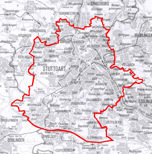 Stadtgebiet Landeshauptstadt Stuttgart Kenndaten 2008: Fläche: 207