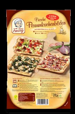 Fanny Frische Flammkuchenböden Gastro.00 g (8 x 8 cm) für den großen Hunger.
