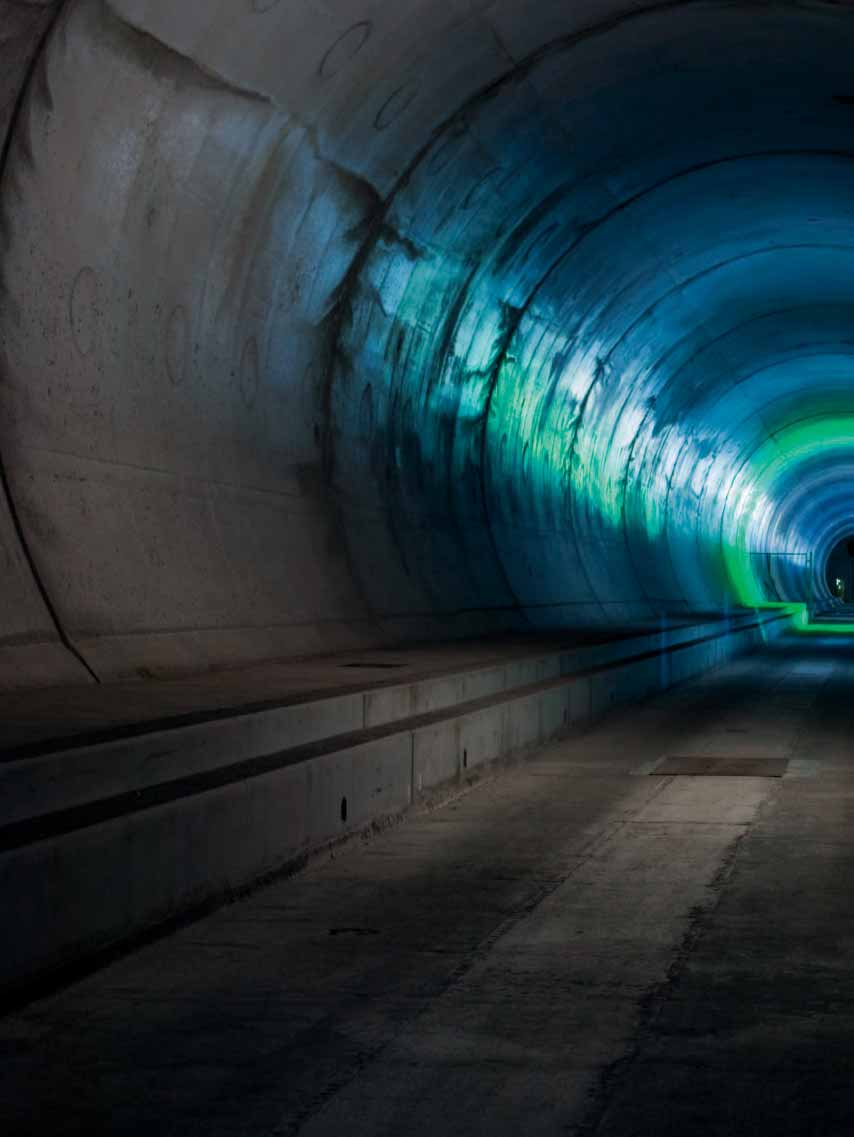 EIN NETZWERK VON MITWIRKENDEN: Der Gotthard-Basistunnel in der Schweiz wurde von einer Ingenieurgemeinschaft unter der Leitung von Gähler + Partner AG mit der Software von Allplan geplant.