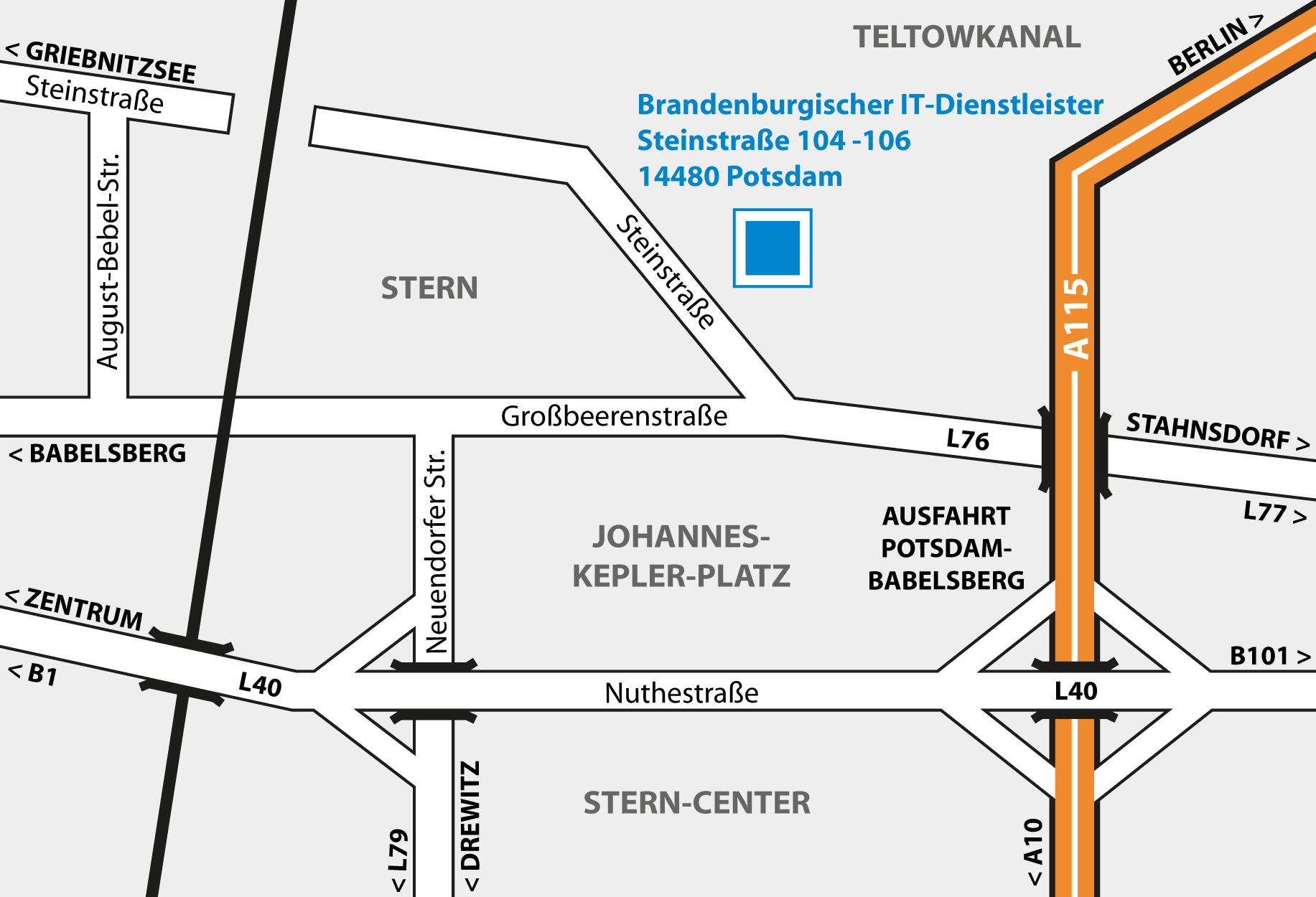 Lagepläne Anfahrt zum Schulungsstandort Potsdam-Steinstraße Das IT-Schulungszentrum befindet sich im Haus 1.