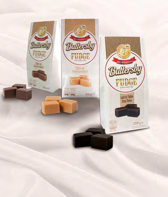 FUDGE vom Feinsten NEUE SORTE v Suntjens Buttersby Fudge mit Kakaogeschmack in der Standbodenschachtel (14 x 200 g im