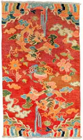 Gyantse-Khaden um 1920 Tibet Katalog-Nr: 35 155 cm x 89 cm Schafschurwolle Ungefärbte Baumwolle bzw.