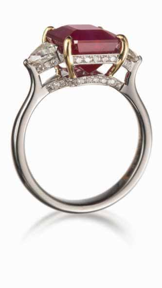 6126* Seltener Rubin-Brillant-Diamant-Ring 18K WG Ring im Zentrum besetzt mit 1 grösseren, facettierten und unerhitzten Rubin im