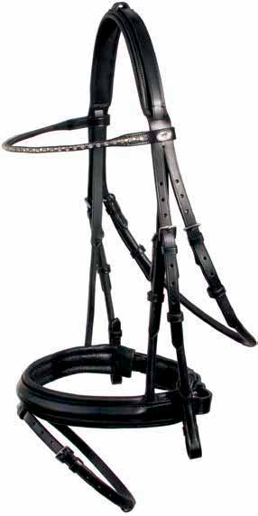 Beschläge: silber, WB-XL Partly rolled bridle crank noseband slim browband with crystals and square metal details hook and stud Colours: black/gold, black/silver, antique brown/silver Fittings: