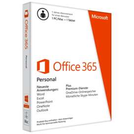 MAC SOFTWARE MICROSOFT Office 365 Personal (1 Jahr) 1-Jahres-Abo Für einen Benutzer 1 PC/Mac + 1 Tablet Word, Excel, PowerPoint, OneNote und
