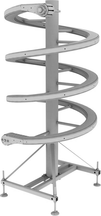 Spiralförderer er Spiral-levator ist eine kompakte Lösung mit hoher urchsatzleistung für das uf- und bwärtsfördern von Produkten. r benötigt keine Steuerung.