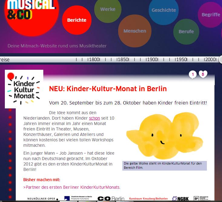 KinderKulturMonat KinderKulturMonat Berlin Berlin 2012 2012 ONLIN Musical & Co URL: