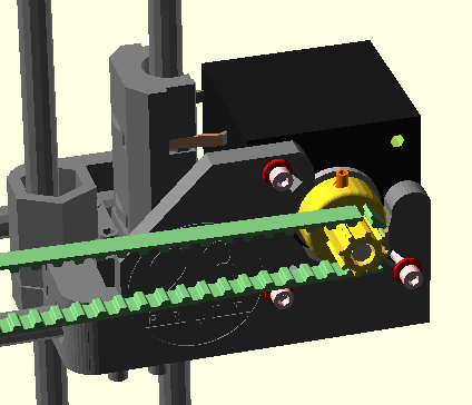 Schrauben Sie dann den Motor mit 3 Schrauben M3 x 10 mm und den dazugehörigen Unterlagscheiben am X-End fest. Drehen Sie dabei den Motor so, dass die Kabel nach außen zeigen.