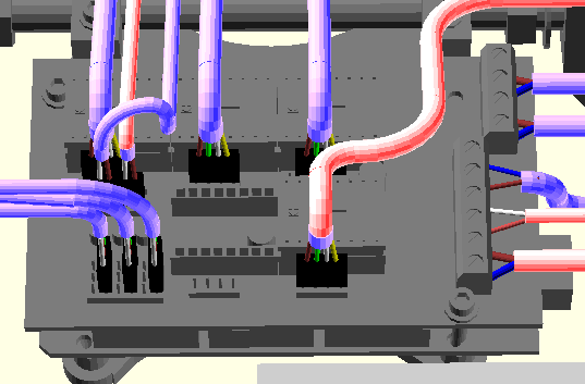 Nehmen Sie dann ein vierpoliges Kabel für den Extrudermotor, ein dickes zweipoliges Kabel für das Heizelement und ein dünnes zweipoliges Kabel für den Lüfter, und verbinden Sie diese Kabel mit der