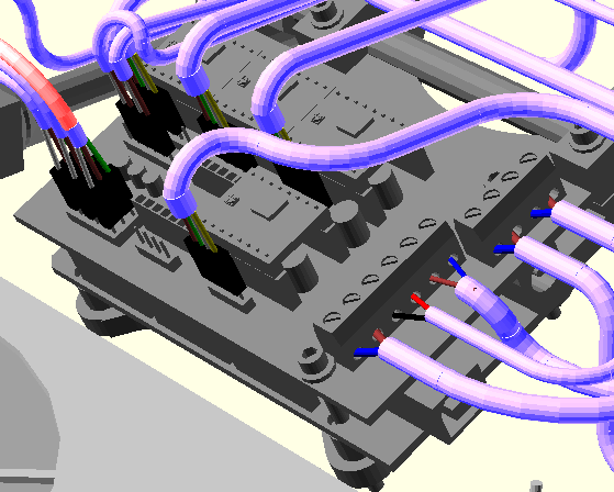 Stecken Sie dann den Stecker auf den Endstop, und führen Sie das Kabel mit einen kleinen Bogen zur Seite des Druckers und dann dran herunter.