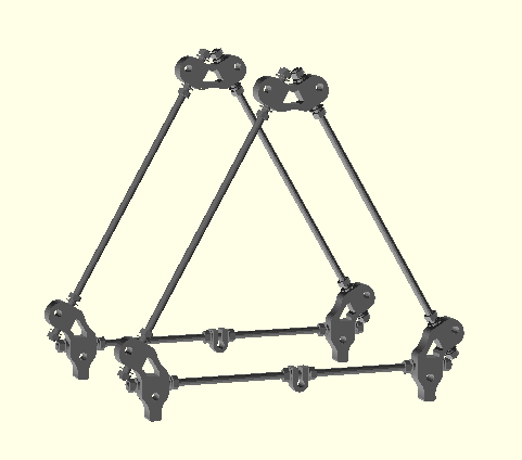 Verbinden Sie das Teil aus Schritt 1.1 mit dem Rahmenverbinder zu einem Dreieck. Achten Sie darauf, dass alle Schenkel des Dreiecks genau gleich lang sind.