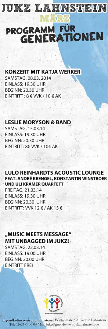 Rhein-Lahn-Kurier 10 Nr. 09/2014 Eventkalender der Tourist-Info Lahnstein 01.03.