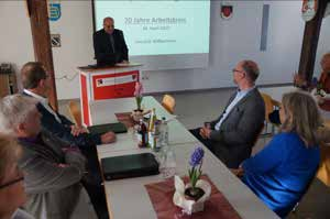 Geschäftsführerin des Vereins für Familienkunde in Baden-Württemberg sowie Herr Manfred Voigt als Vertreter des Albwerks durch den 1. Vorsitzenden Willi-Martin Jäger begrüßt werden.