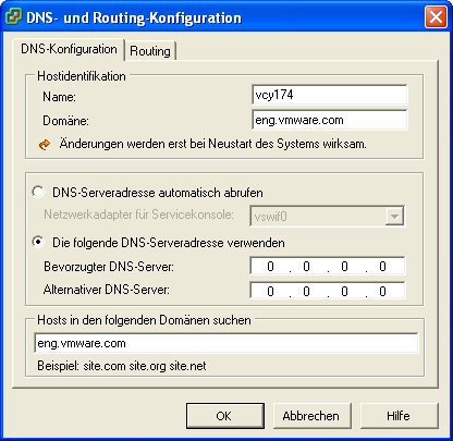 Handbuch zur Serverkonfiguration für ESX Server 3 DNS und Routing Konfigurieren Sie DNS und Routing über den VI-Client.