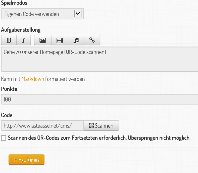 r Online- QR- Code- Generator einen Code z.b.: für die eigene Homepage erzeugen, anschließend auf Scannen klicken.