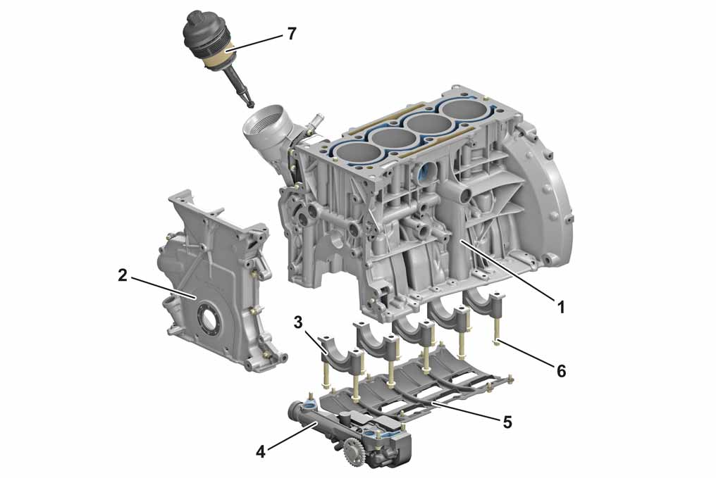 Mechanik Kurbelgehäuse Das Kurbelgehäuse des Motors 270 besteht aus Aluminium-Druckguss und ist in einer Open-Deck- Bauweise gefertigt.