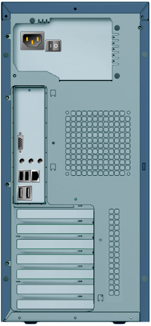 ABBILDUNG 1-2 zeigt die Rückansicht der Sun Workstation Ultra 20.