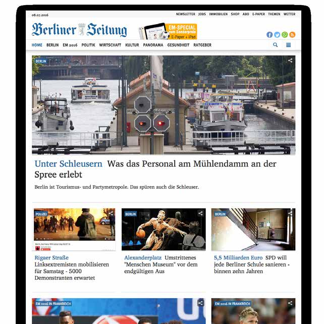 10 / 13 Berliner-Zeitung.de Berlins größte Abo-Zeitung online 10,91 Mio. Page Impressions * 1,61 Mio. Unique User ** 0,44 Mio. Berliner 4,55 Mio.