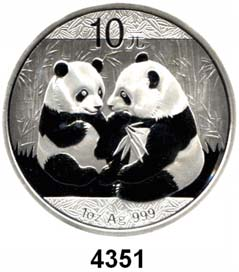 ...Prägefrisch 35,- 4350 10 Yuan 2008 (Silberunze).