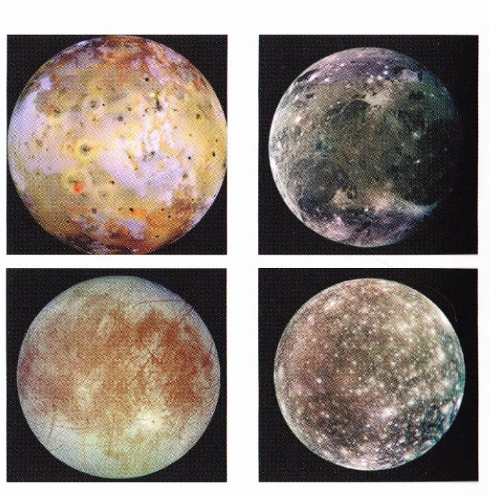 Wie sind die anderen Jupitermonde beschaffen? Die vier Galelischen Monde zeigen zwar unterschiedliche Oberflächenmerkmale.