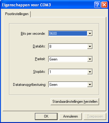 Modemverbindung (Analogmodem) Beispiel des Fensters (Niederländisch). Bei den Modemeinstellungen, muss die Funktion Einwahl Verbindung ausgewählt sein. 4.
