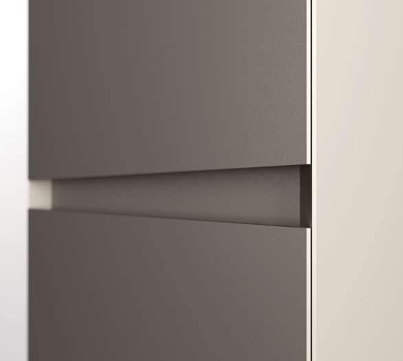 Les tiroirs des meubles Zero présentent des systèmes raffinés de jonctions et de bordures.