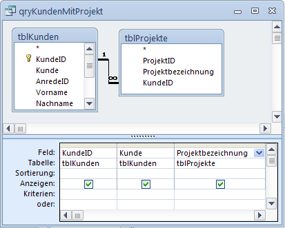 Dafür müssen zwei Tabellen je ein Feld mit gleichem Namen und Datentyp aufweisen, außerdem muss eines der Felder ein Primärschlüsselfeld sein. Beziehungspfeil = Bedingung?