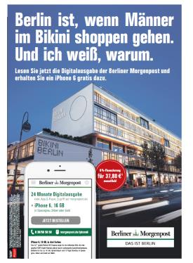 Sonderbeilage VELO Berlin 2017 Formate, Platzierungen, Preise Titel: Berliner Morgenpost Erscheinungstermin: Freitag, 28.