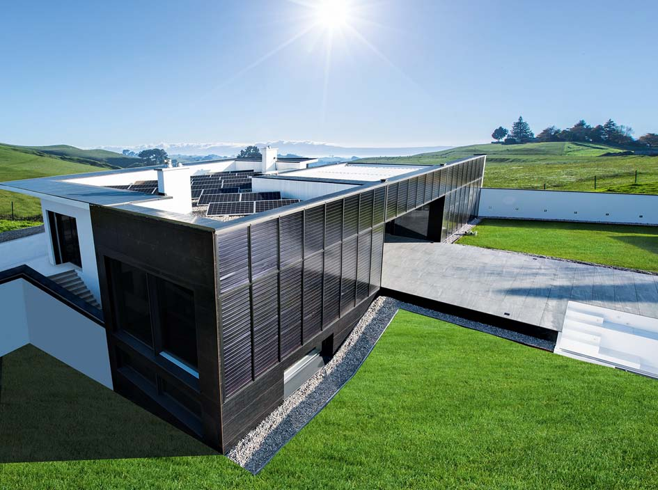 Abb. 5: VitalSonnenhausPro der Firma Bauhütte Leitl-Werke GmbH: Das erste energieautarke Gebäudes Österreichs, Baujahr 2016 in Schwertberg/Österreich. Es ist barrierefrei und hat 141 m² Wohnfläche.