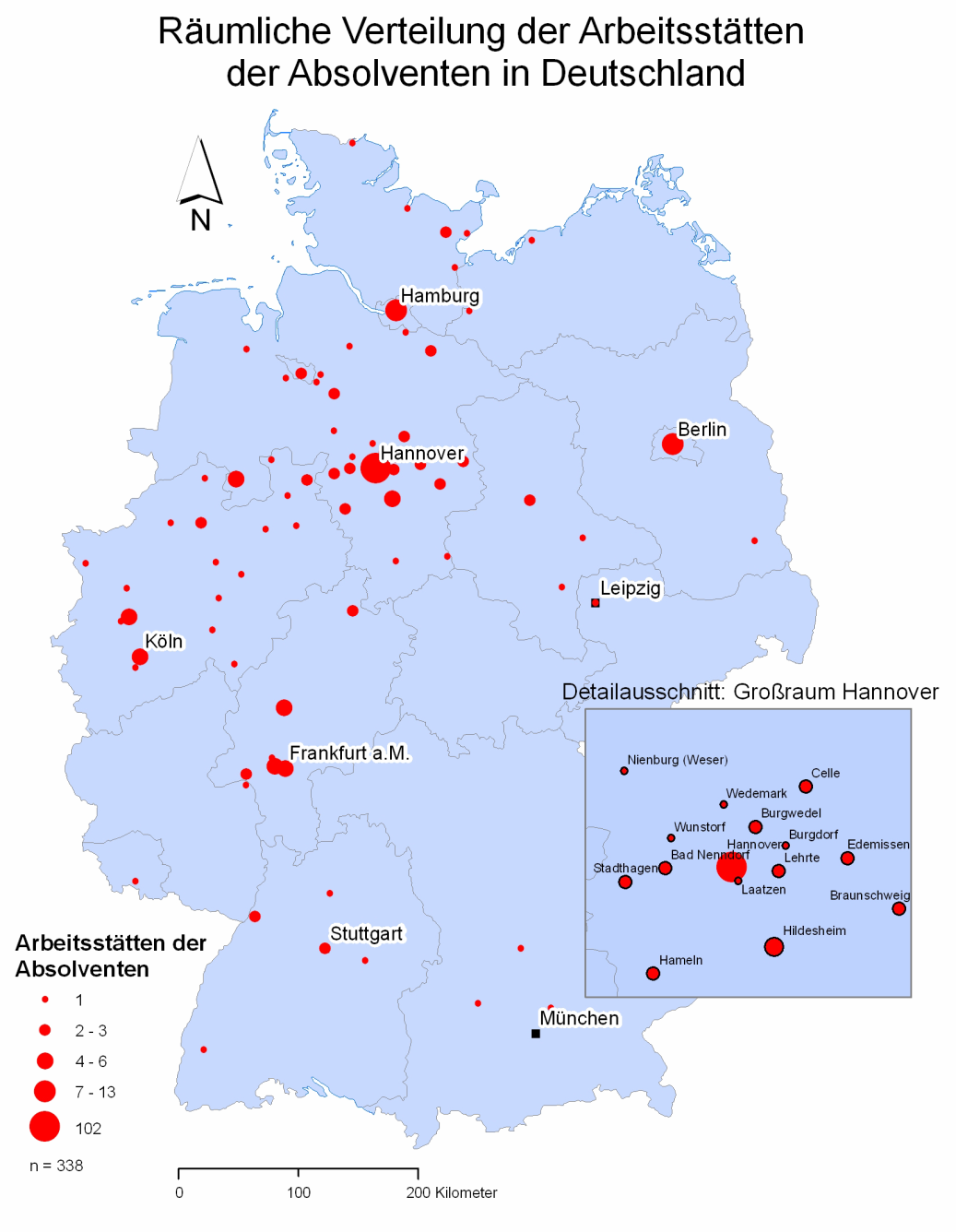Arbeitsstätten der Wirtschaftsgeographieabsolventen in Deutschland Der regionale Arbeitsmarkt bietet vielfältige