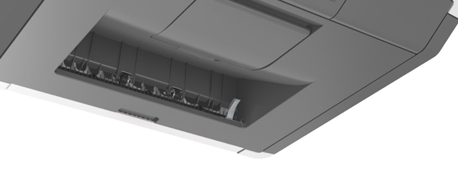 Beseitigen von Staus 190 4 Schließen Sie die hintere Klappe. 5 Drücken Sie auf dem Druckerbedienfeld, um die Meldung zu löschen und den Druckvorgang fortzusetzen.
