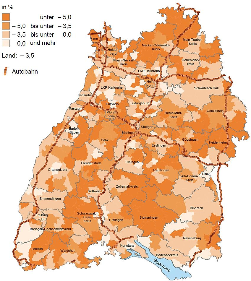 Demografischer Wandel Überblick Baden-Württemberg: Landkreise im